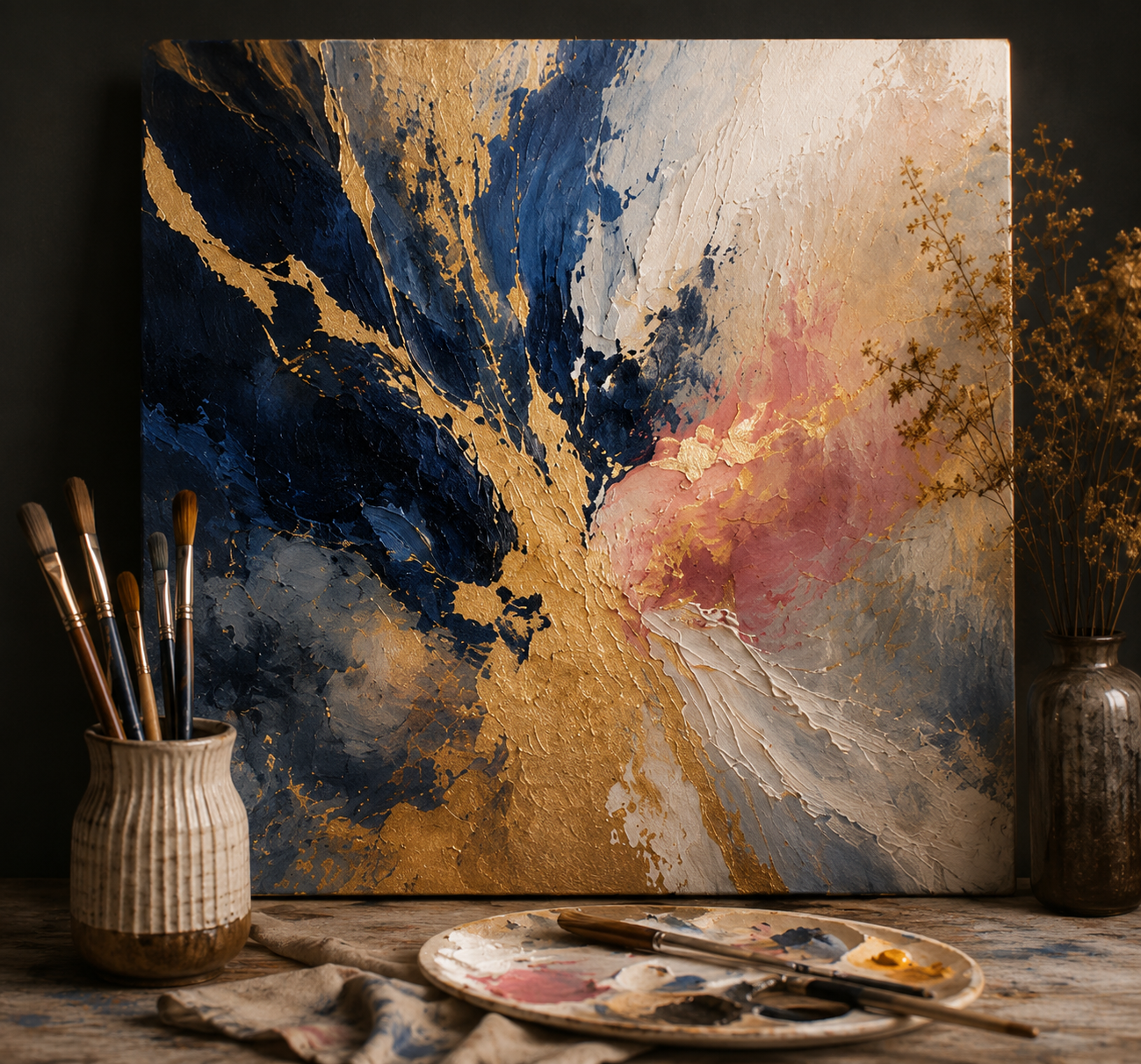 Art With Mays hero artwork with brushes